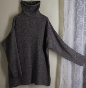 Eskandar O/S S M L 31"L Monk Green Wool Cashmere Cowl T-Neck Plush Sweater - Picture 1 of 8