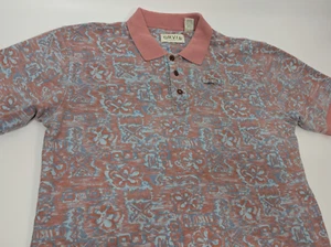 Vintage Orvis Shirt Mens Large Pink Floral Tiki Polo Knit Fly Fishing Fisherman - Picture 1 of 11