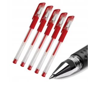 5X Stylo Gel Rouge 0,5Mm École Bureau Enfants Biro Encre - Afbeelding 1 van 1