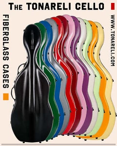 Tonareli Fiberglass Cello Case with wheels 4/4 size - Picture 1 of 11