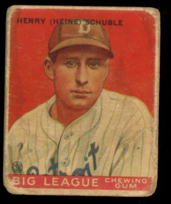 1933 Goudey 4 Heinie Schuble Detroit Tigers - Image 1 of 2