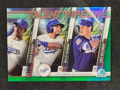 2017 Bowman Chrome Talent Pipeline Card Bellinger Calhoun Alvarez #TP-LAD /99 - Image 1 of 2