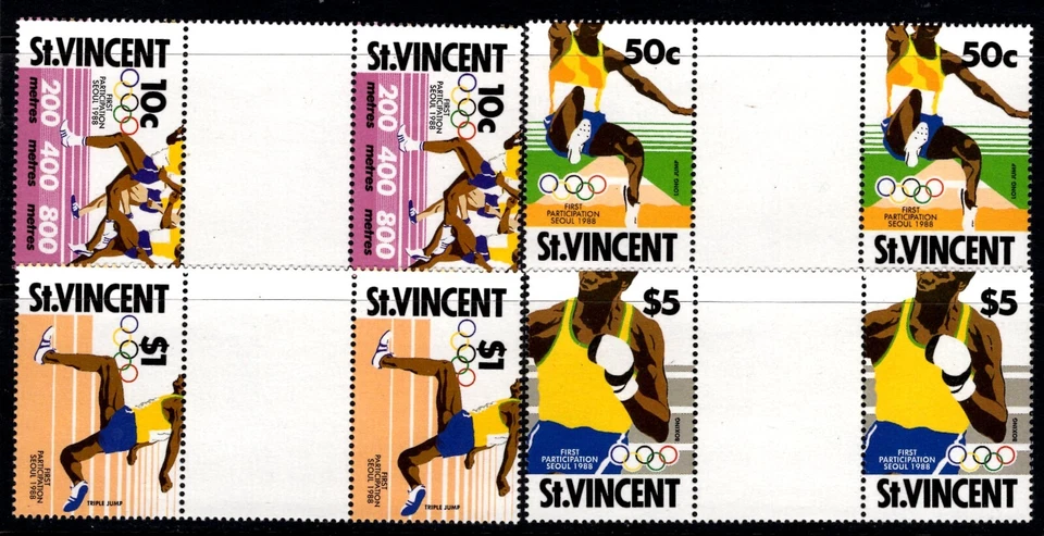 St Vincent 1116-19 MNH Juegos Olímpicos Seúl-1988 Correr Salto Largo Canaletas Pares x45167 Foto 1 de 1
