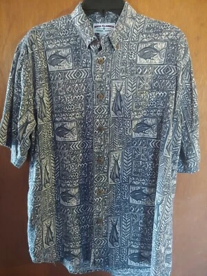 Camisa masculina de manga curta BOCA CLASSICS abotoada azul tropical cinza branca tamanho M - Imagem 1 de 4