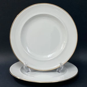 Set of 2 Pottery Barn White Gold Trim PBA 63 Dinner Plates 10.75" Japan - Picture 1 of 5