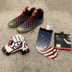 Under Armour Spotlight LE Lux MC USA Football Cleats-with UA F8 Gloves & Sleeve - Picture 1 of 12