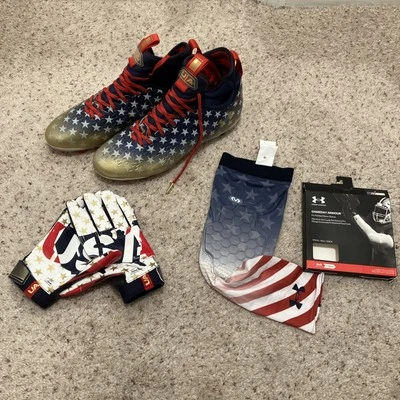 Under Armour Spotlight LE Lux MC USA Football Cleats-with UA F8 Gloves & Sleeve - Image 1 of 4