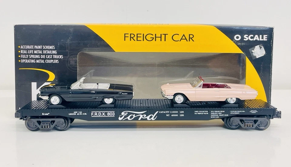 K-Line Ford Flatcar w/ Diecast Thunderbirds K691-6001 LN - Image 1 of 4