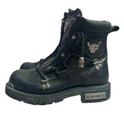 Botas Harley Davidson BRAKE LIGHT para mujer talla 7,5 cuero negro cremallera 81680 Foto 1 de 4