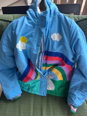 girls mini boden 11-12years rainbow and bunny coat - Image 1 of 4