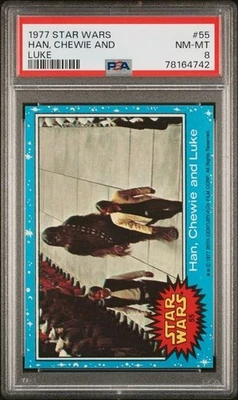 1977 Topps Star Wars #55 Han, Chewie and Luke | PSA 8 - Image 1 of 2