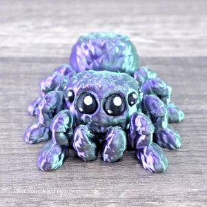 Mini Spider 3D Printed Articulated Flexi Fidget Toy- Desk Pet 2.75" Purple/Green - Picture 1 of 6