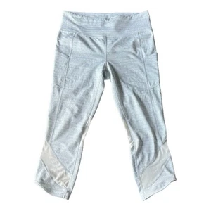 Athleta hellgrau-weiße aktive Trainingsleggings mit Taschen Größe L - Bild 1 von 16