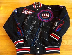 CHAQUETA ABOTONADA DE LONA NEGRA VINTAGE MTC MARKETING NFL NEW YORK GIANTS TALLA M - Imagen 1 de 5