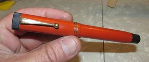 Parker Duofold Antique Red Orange 14k Gold Nib Large Fountain Pen 5 3/8" - Picture 1 of 11