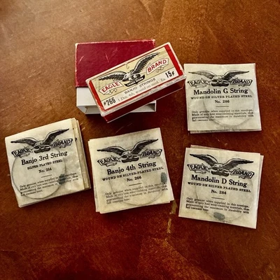 EAGLE BRAND Banjo  / Mandolin 1930's 14 Steel Plated Guitar Strings With Box - Image 1 of 4