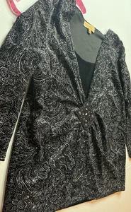 Notations Top Xl Schwarz Samt Glitzer Whimsygoth Preppy Urlaub Top, Gr. XL - Bild 1 von 11