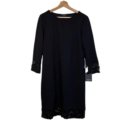 Vestido Vaina Marina Lentejuelas Buceo Crepé Talla 14 Lentejuelas Manga 3/4 Cóctel Nuevo con Etiquetas Foto 1 de 4