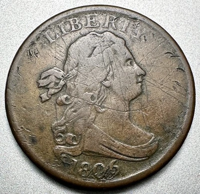 1806   DRAPED BUST HALF CENT    VF DETAILS   AFFORDABLE  #9888 - Image 1 of 2