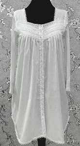 SoieRose SR-1212 Victorian Cotton Nightgown - Long Sleeve Front-Button Elegance - Bild 1 von 9