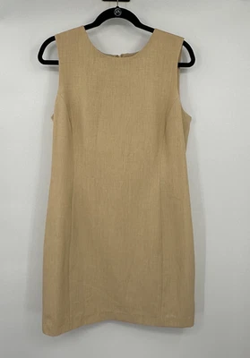 Женское платье Oleg Cassini 12 бежевое оболочка без рукавов деловой повседневный костюм платье - Изображение 1 из 4