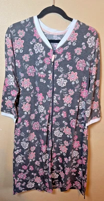NEW | Cuddl Duds Comfort Code Black Floral Zip Lounge Robe with pockets | Small - Image 1 of 3