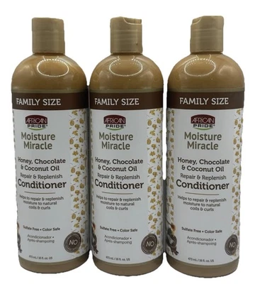 3 Pack African Pride Moisture Miracle Choc Honey & Coconut Oil Conditioner 16 Oz - Image 1 of 2