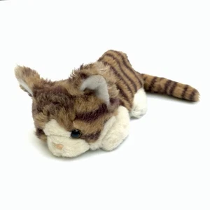 Vintage 1996 Ganz Kuschelkatze Stofftier Plüsch Sitzsack Tabby Tiger-Streifen creme braun - Bild 1 von 10