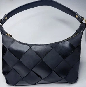 Rachel Zoe Black Woven Tote Shoulder Bag Textured Designer Handbag - Picture 1 of 4