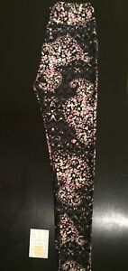NWT OS LuLaRoe PINK Floral PAISLEY Leggings HTF BLACK W/ Gray Background UNICORN