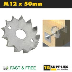 Connettore per legno biadesivo dentato - acciaio zincato M12 x 50 mm - Foto 1 di 1