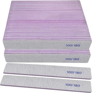 Nail Files (50 Pack), 100/180 Grit Emery Boards Nail File for Natural Nails and - Picture 1 of 8