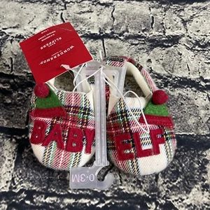 Wondershop Baby 0-3 Months Slippers Holiday Plaid Baby Elf - Picture 1 of 10
