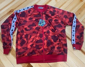 Red Camp JERSEY Track Jacket Size 2XL Bathing APE BAPE Jersey - Picture 1 of 11