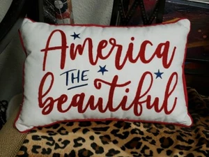 America The Beautiful Throw Pillow Decor 13x8" - Picture 1 of 5