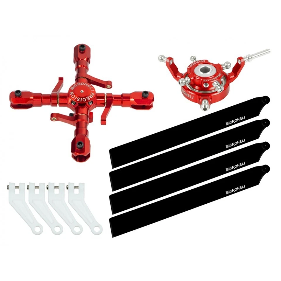Microheli CNC Quad Carbon Plastic Blades Conversion Set (RED)-BLADE INFUSION 180 - Image 1 of 1