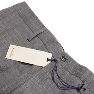 Zanella NWT Dress Pants Size 33 US Noah In Gray Melange Wool Linen Blend - Picture 1 of 12