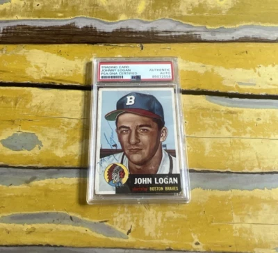 Tarjeta Topps #158 losa PSA de colección firmada autografiada por Johnny Logan Braves Foto 1 de 4