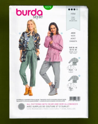 Misses Jacket Sewing Pattern~Elastic Waist! (Sizes 10-20) Burda 6379  (Last One) - Image 1 of 3