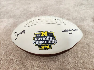 Michigan Wolverines 2023 National Champions Donovan Edwards Autographed Football - Image 1 of 4