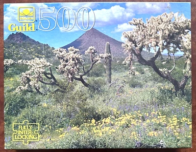 Desert Song NEW 500 pc Puzzle Cactus Flowers Hills Beautiful Landscape Aftr Rain - Image 1 of 4