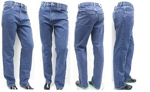 NEW MENS JEANS HEAVY DENIM WORK WEAR CASUAL MIDWASH JEANS - Picture 1 of 6