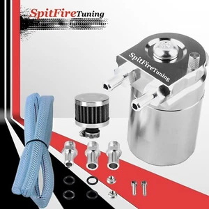 Oil Catch Can Reservoir Baffled Tank Breather Filter Universal Silver Fits Honda - Bild 1 von 10