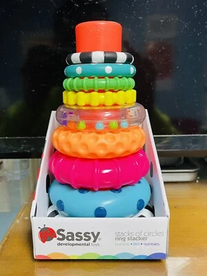 Sassy Stacks of Circles Stacking Ring STEM Learning Toy 9 Piece Set. A+Seller. - Image 1 of 4