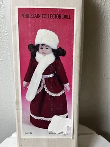 Porcelain Collector 16" Doll Red dress w/Scarf &Hat 54-226 House of LLoyd, Inc. - Picture 1 of 20