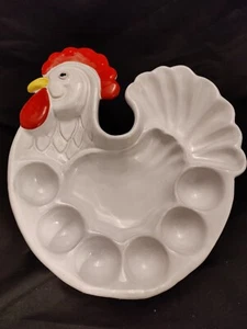 Devilled Egg Plate Tray Platter For 6 Eggs Ceramic Chicken Rooster 30cm/12" - Picture 1 of 8