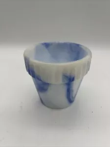 Akro Agate | Flower Pot | Slag Glass 300F Planter Blue Multicolor Vintage - Picture 1 of 5