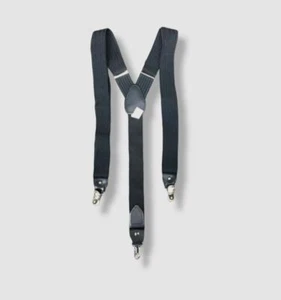 $45 Club Room Men's Black Elastic Stretch Metal Clip-ON Leather Suspenders OS - Picture 1 of 1