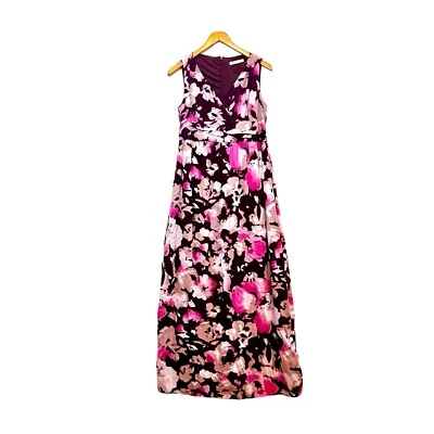 Old Navy Maxi 连衣裙女式 8 棕色米色粉色交叉前无袖 — 第 1/4 张图片