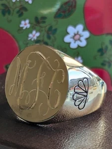 NBC TV Siegelring LOGO PFAU Gravur MFC goldfarben Gr. 9 - Bild 1 von 7